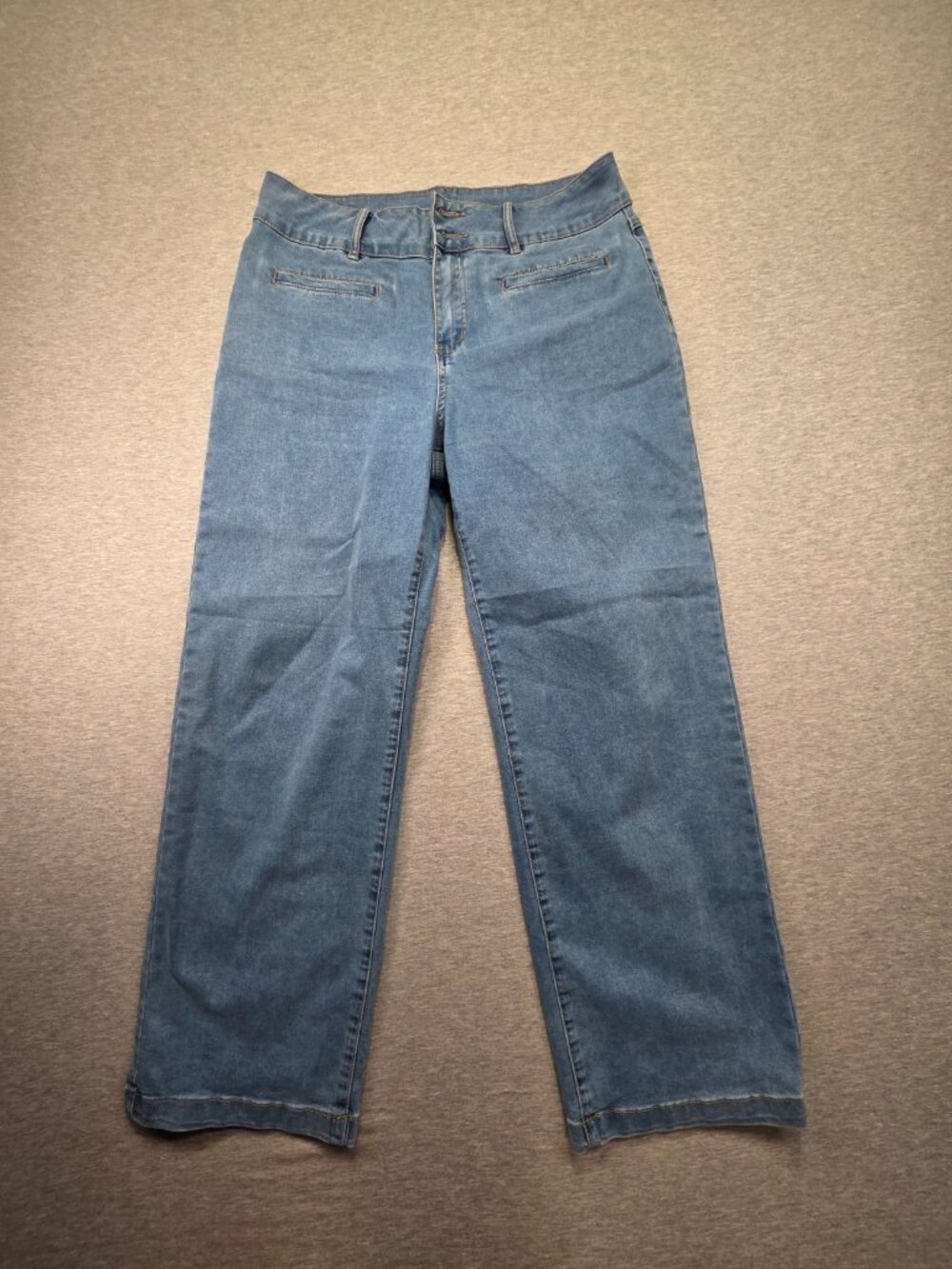 Sidefeel Women's High Waist Wide Leg Straight Jeans Size 14 Sky Blue Stretchy - Picture 3 of 6